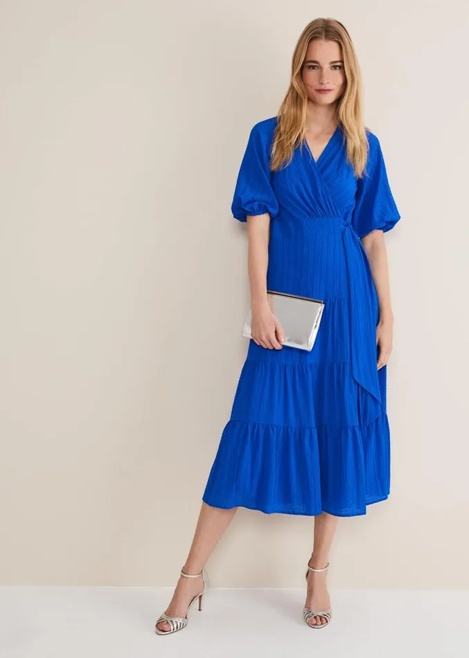 Morven Blue Wrap Midi Dress Cobalt Women Phase Eight Dresses
