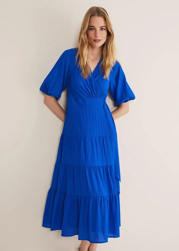 Morven Blue Wrap Midi Dress Cobalt Women Phase Eight Dresses