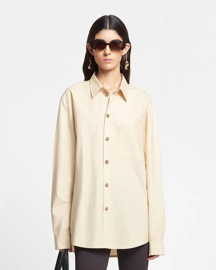 Mya Light Poplin Shirt Beige Women Nanushka Shirts and Blouses