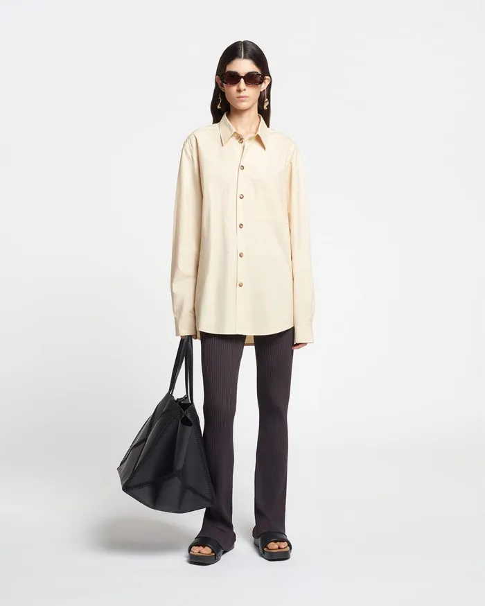 Mya Light Poplin Shirt Beige Women Nanushka Shirts and Blouses