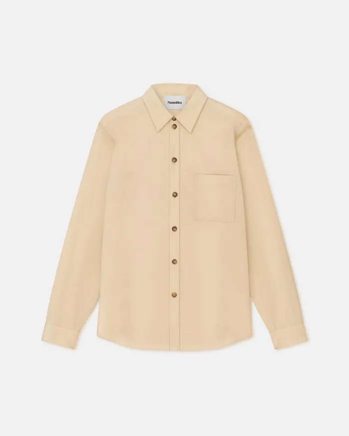 Mya Light Poplin Shirt Beige Women Nanushka Shirts and Blouses
