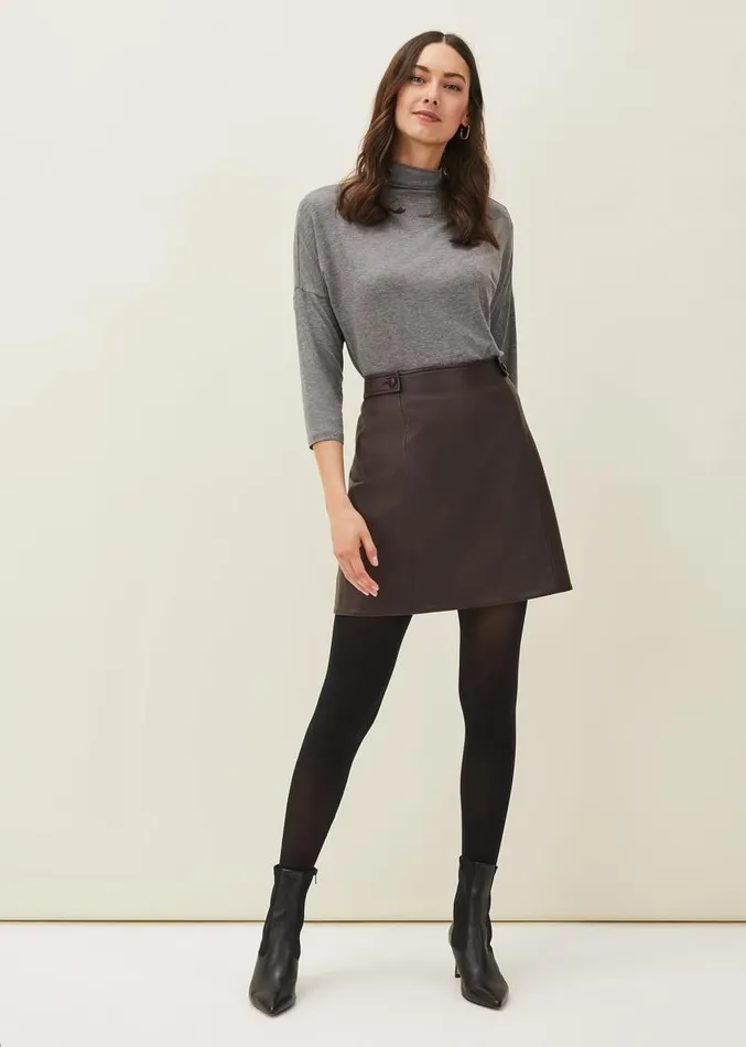 Nadine Leather ALine Skirt Mulberry Women Phase Eight Skirts
