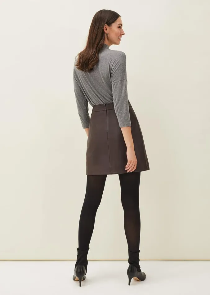 Nadine Leather ALine Skirt Mulberry Women Phase Eight Skirts