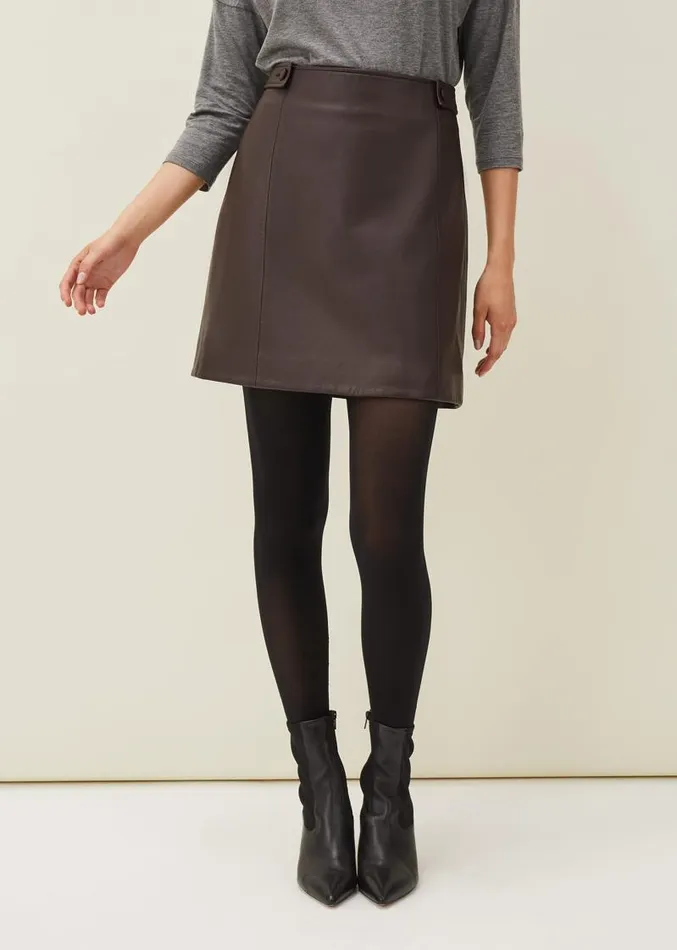 Nadine Leather ALine Skirt Mulberry Women Phase Eight Skirts