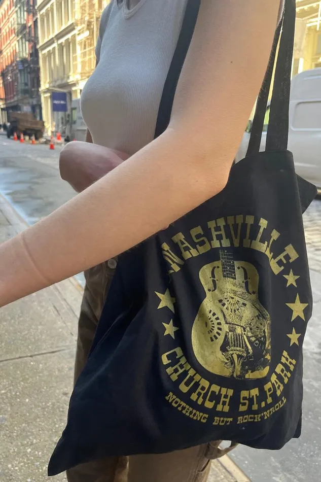 Nashville Tote Bag Black Women Brandy Melville Bags and Backpacks