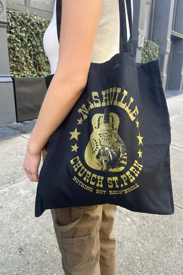 Nashville Tote Bag Black Women Brandy Melville Bags and Backpacks