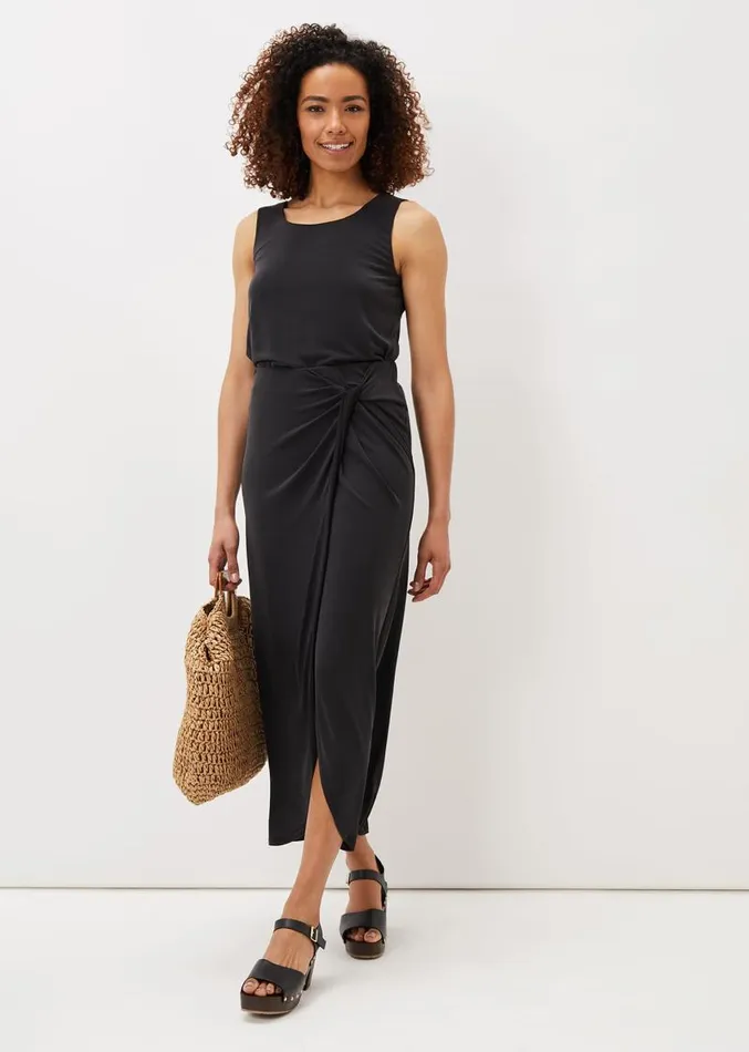 Nathalia Jersey Draped Midi Skirt Black Women Phase Eight Skirts