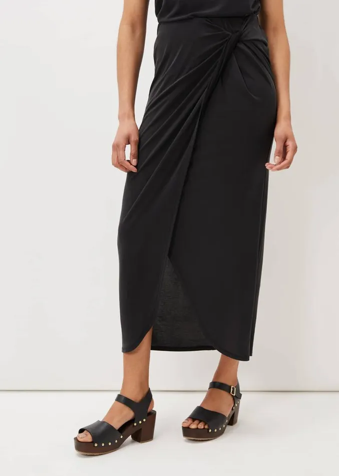 Nathalia Jersey Draped Midi Skirt Black Women Phase Eight Skirts