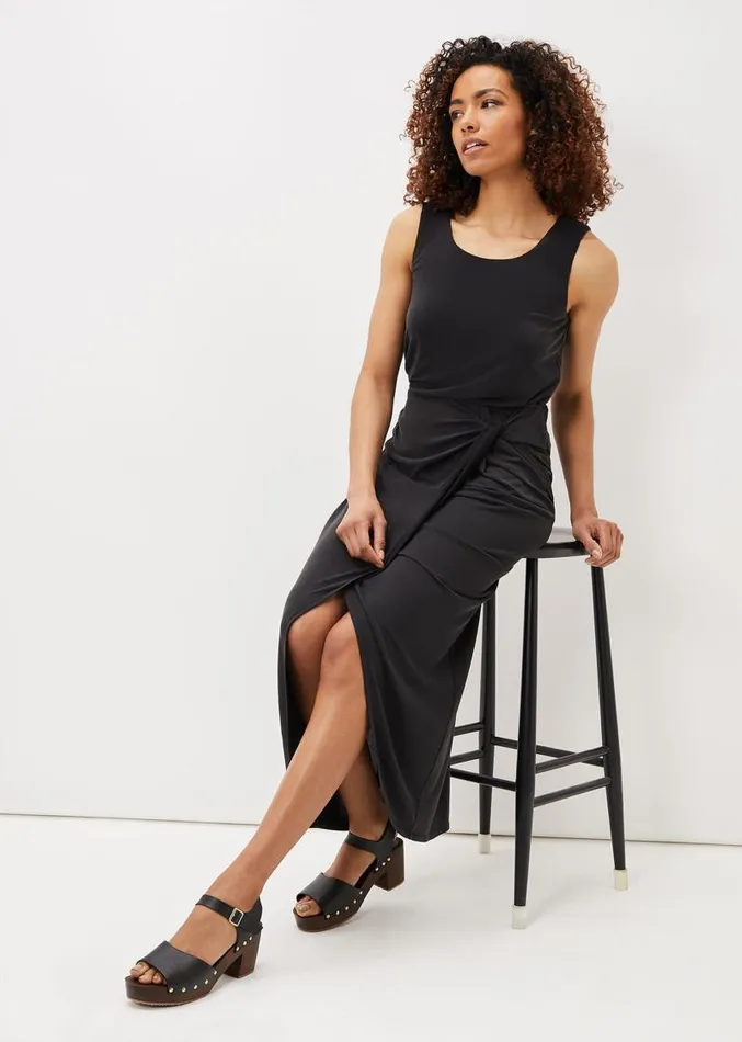 Nathalia Jersey Draped Midi Skirt Black Women Phase Eight Skirts
