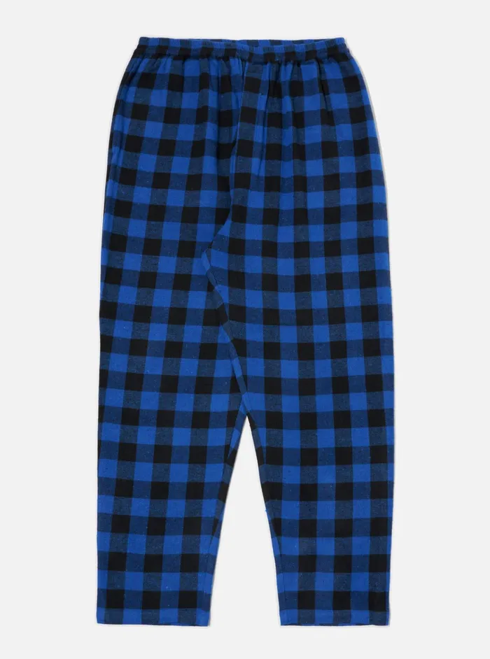 Nightwear Men Universal Works Universal Works Pyjama Pant In Blue Brushed Bold Gingham
