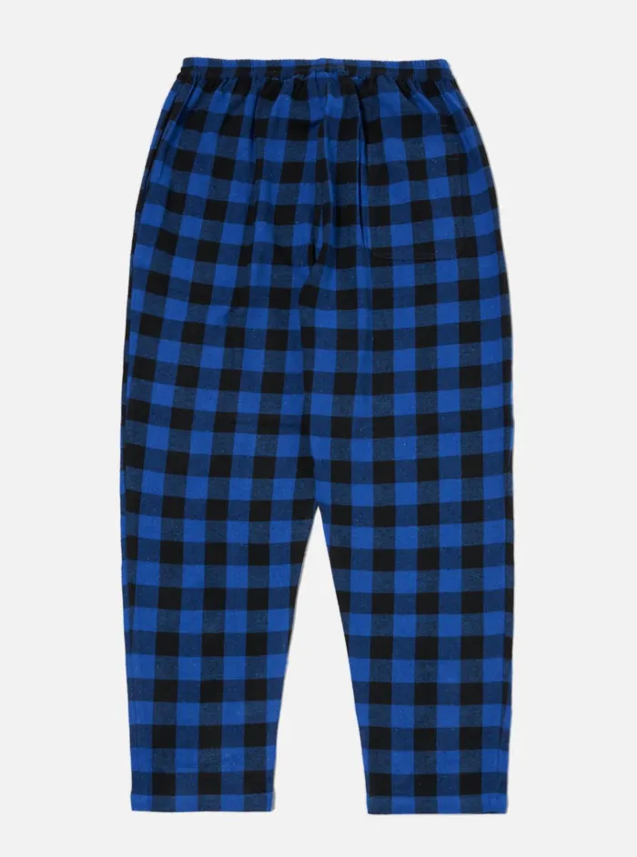 Nightwear Men Universal Works Universal Works Pyjama Pant In Blue Brushed Bold Gingham