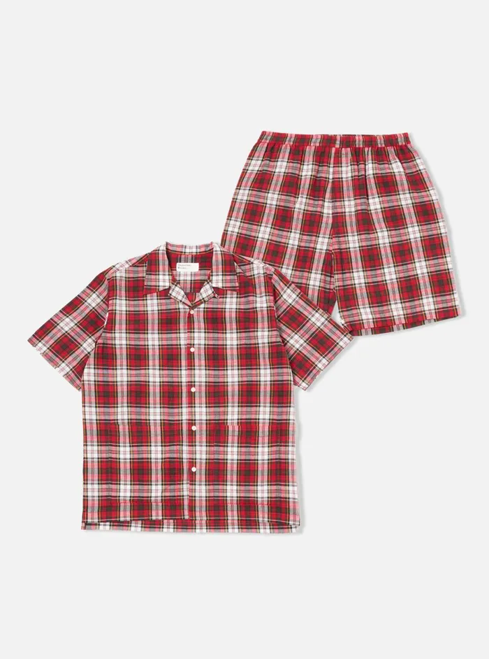 Nightwear Men Universal Works Universal Works Short Pyjama Set In Red Madras Check