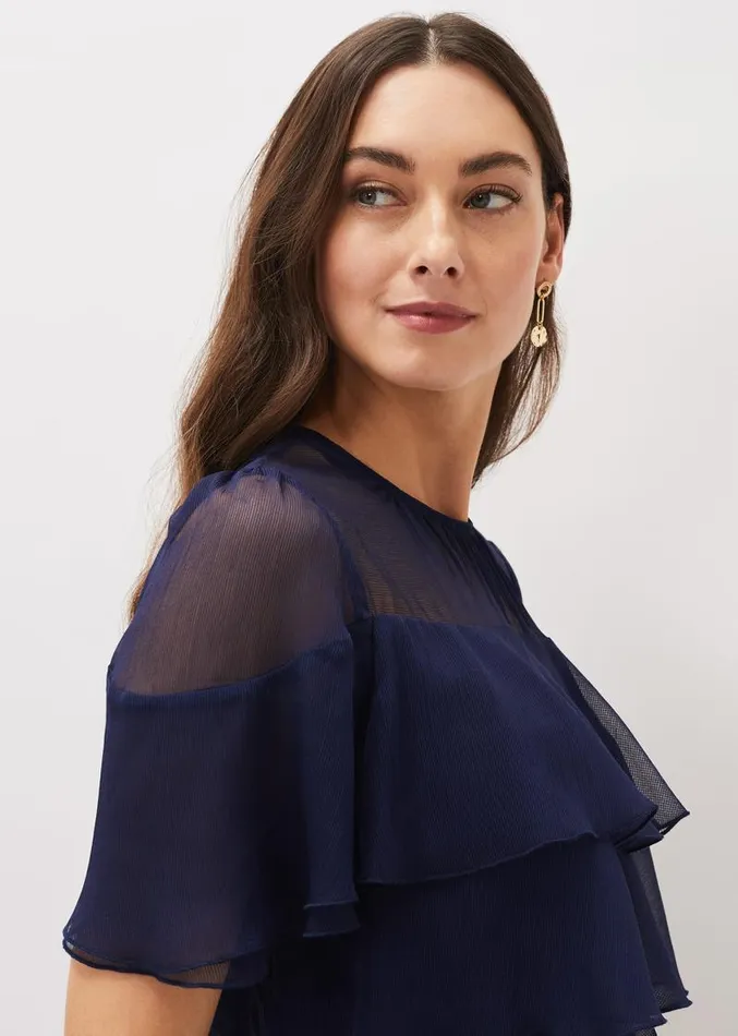 Nika Tiered Shift Dress Navy Women Phase Eight Dresses