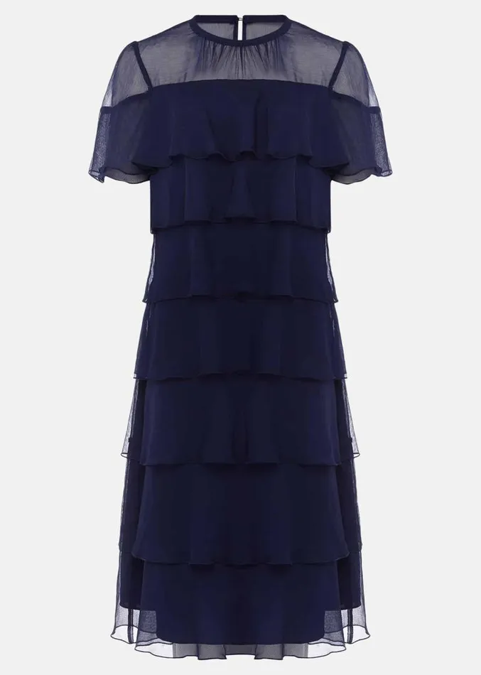 Nika Tiered Shift Dress Navy Women Phase Eight Dresses