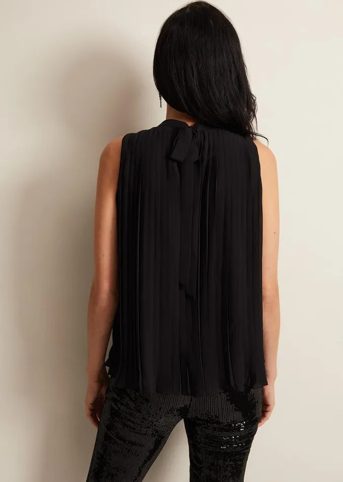 Nina Pleat Blouse Black Women Phase Eight Shirts and Blouses