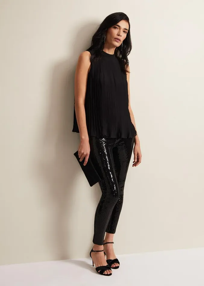 Nina Pleat Blouse Black Women Phase Eight Shirts and Blouses