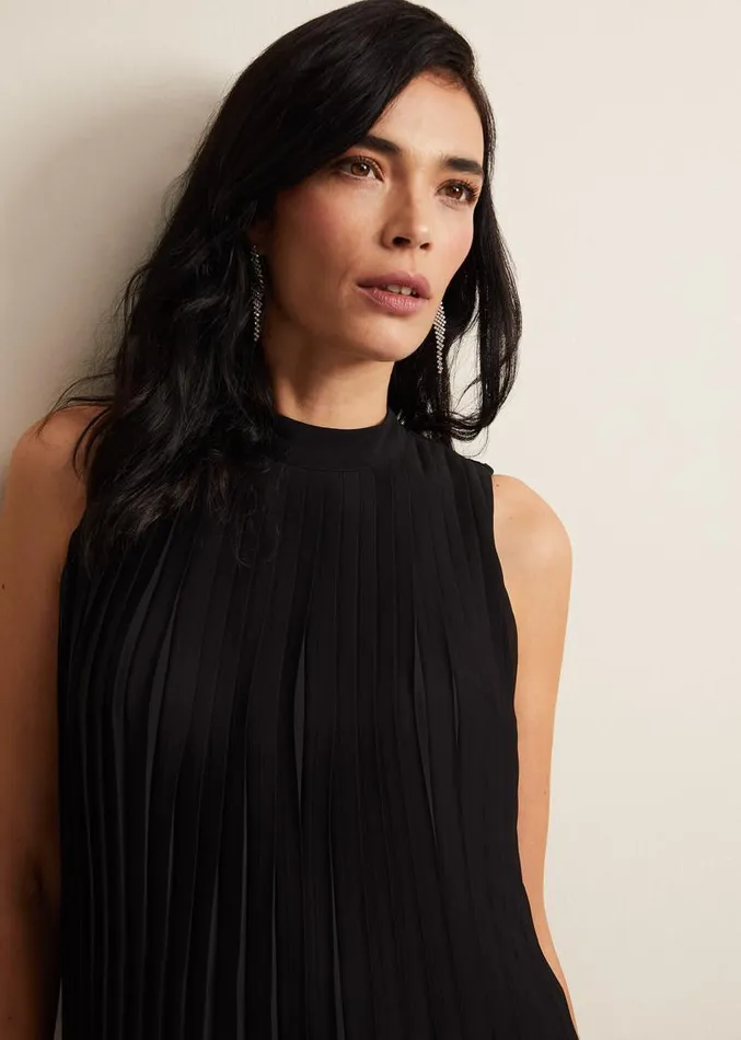 Nina Pleat Blouse Black Women Phase Eight Shirts and Blouses