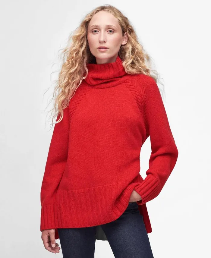 Norma Knitted Jumper Blaze Red Women Barbour Jumpers
