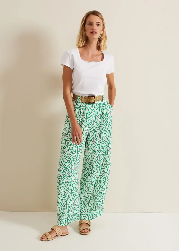 Nylah Printed Wide Leg Trousers Green Women Phase Eight Trousers