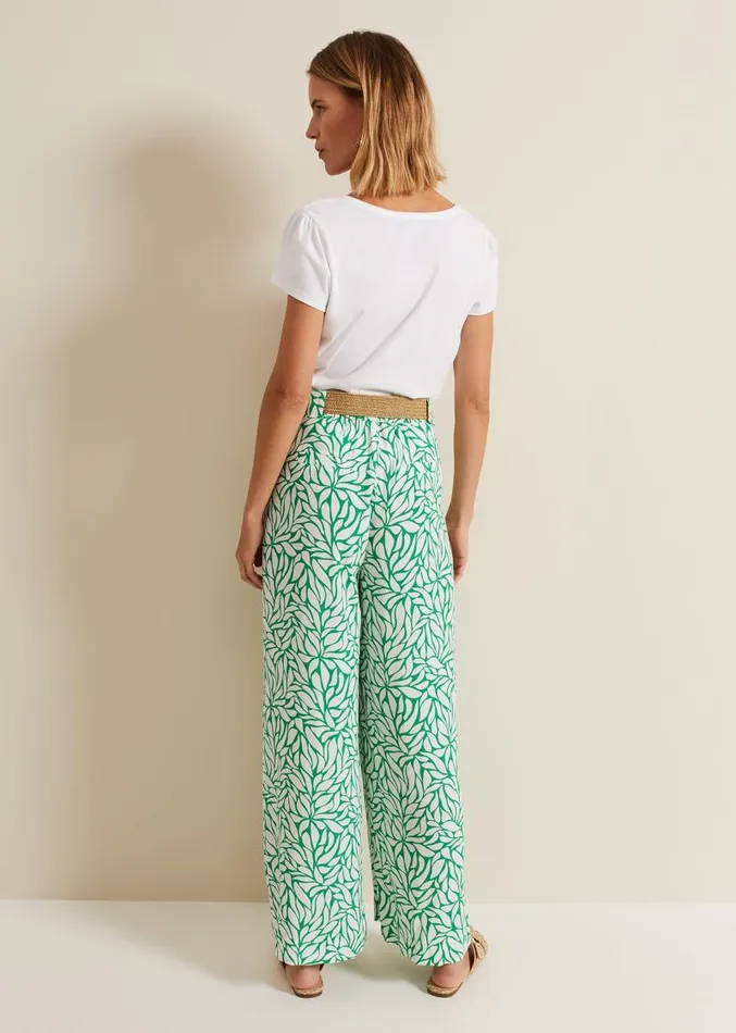 Nylah Printed Wide Leg Trousers Green Women Phase Eight Trousers