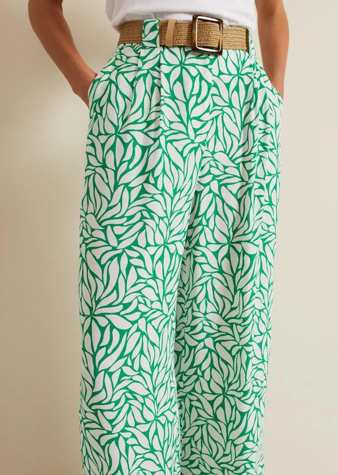 Nylah Printed Wide Leg Trousers Green Women Phase Eight Trousers