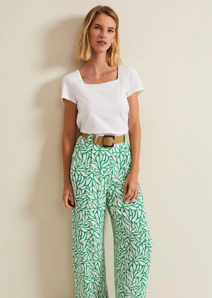 Nylah Printed Wide Leg Trousers Green Women Phase Eight Trousers