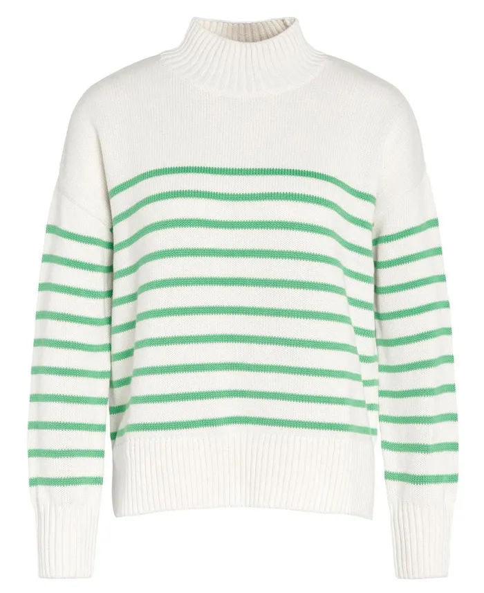 Oakfield Knitted Jumper Aran Stripe Women Barbour Jumpers