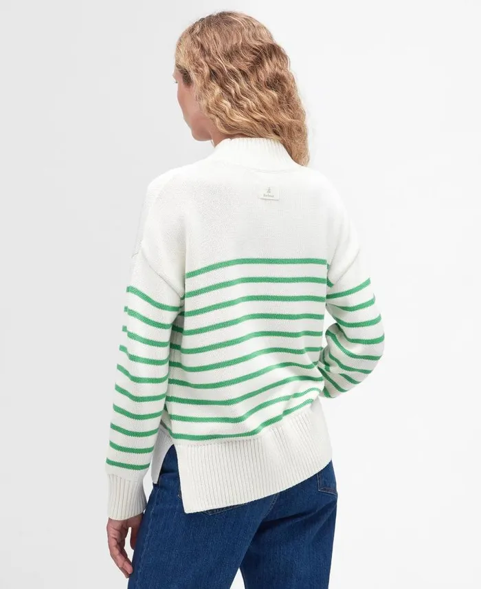 Oakfield Knitted Jumper Aran Stripe Women Barbour Jumpers