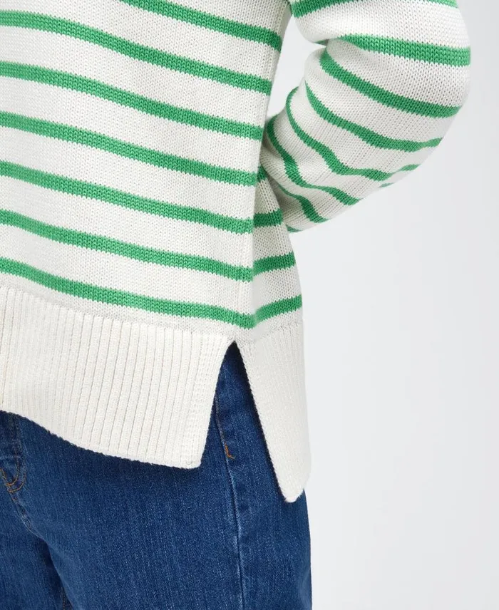 Oakfield Knitted Jumper Aran Stripe Women Barbour Jumpers