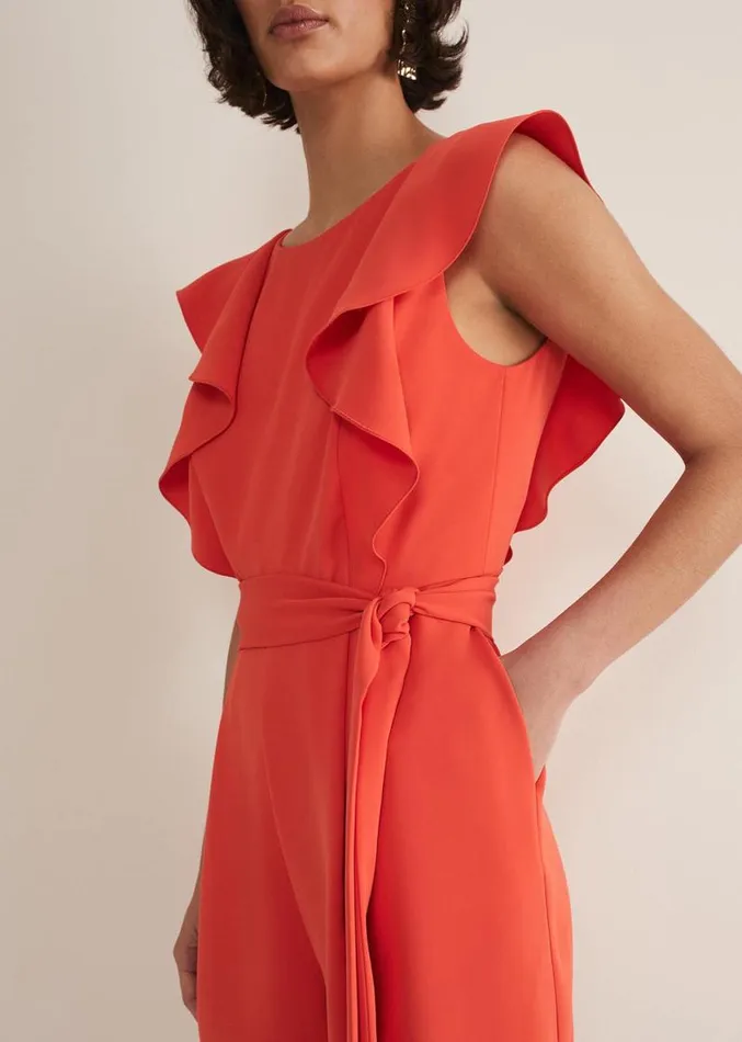 Oaklynn Ruffle Playsuit Vermillion Women Phase Eight Dresses