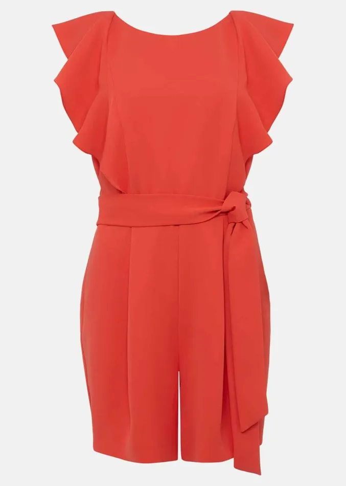 Oaklynn Ruffle Playsuit Vermillion Women Phase Eight Dresses