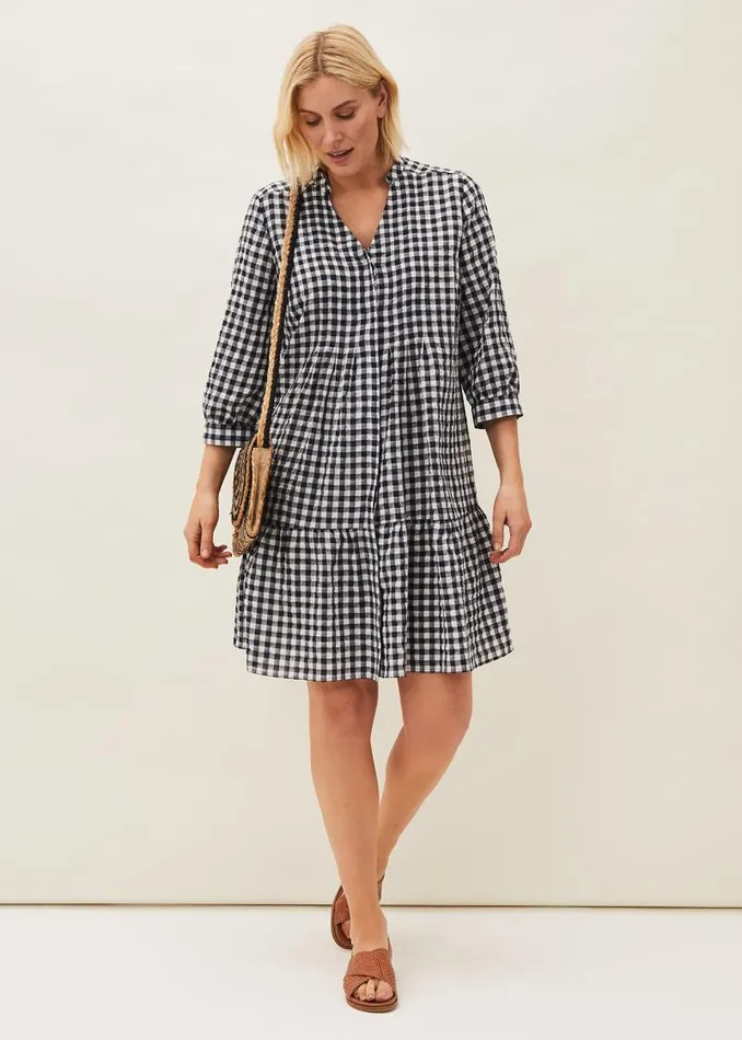 Oona Gingham Swing Dress Navywhite Women Phase Eight Dresses