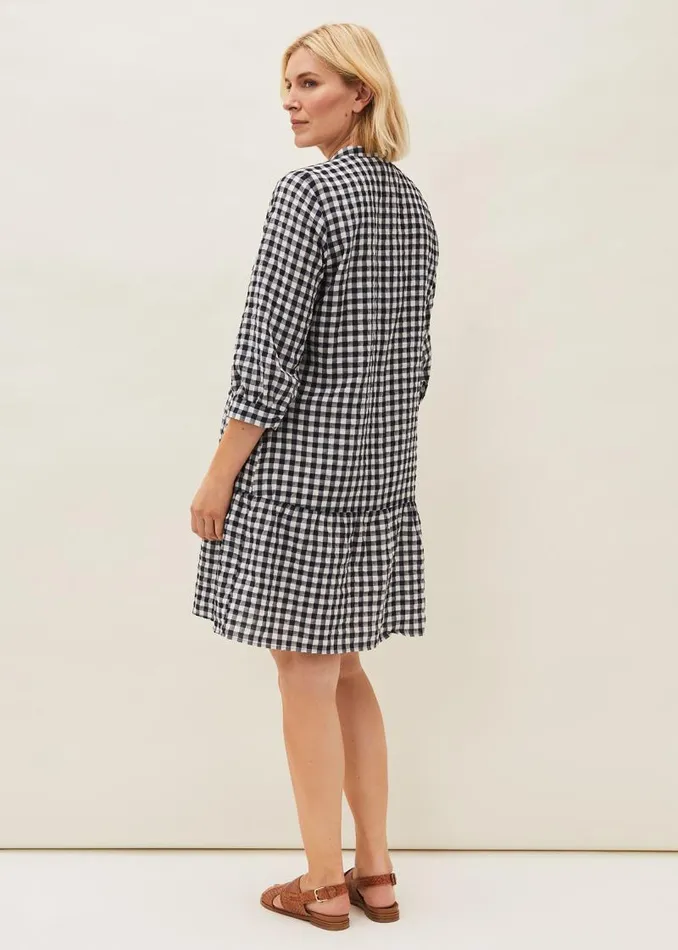 Oona Gingham Swing Dress Navywhite Women Phase Eight Dresses