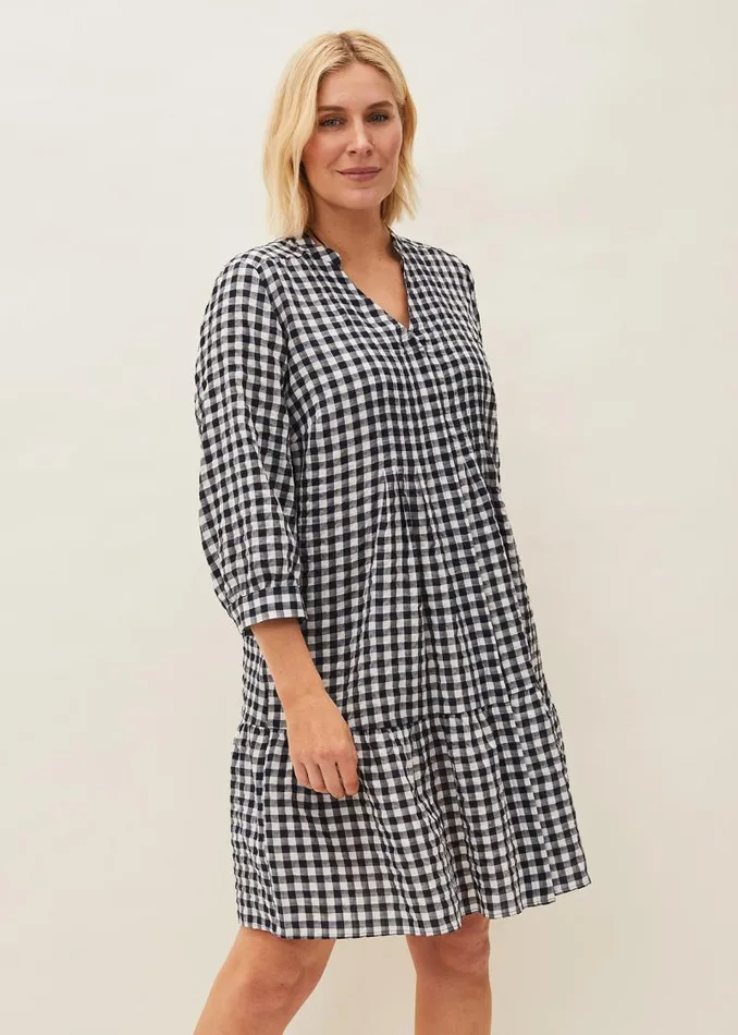 Oona Gingham Swing Dress Navywhite Women Phase Eight Dresses