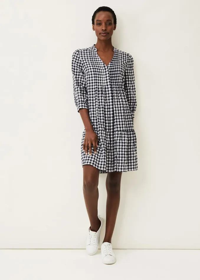 Oona Gingham Swing Dress Navywhite Women Phase Eight Dresses
