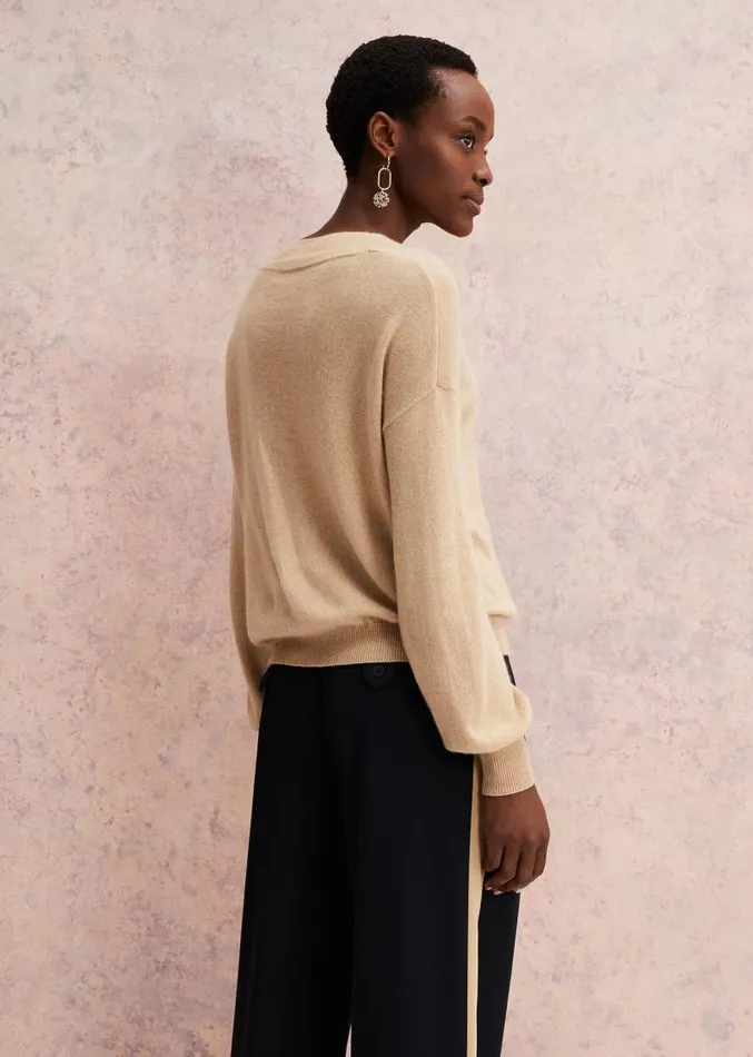 Ophelia Wool Cashmere V Neck Jumper Camel Women Phase Eight Knitwear