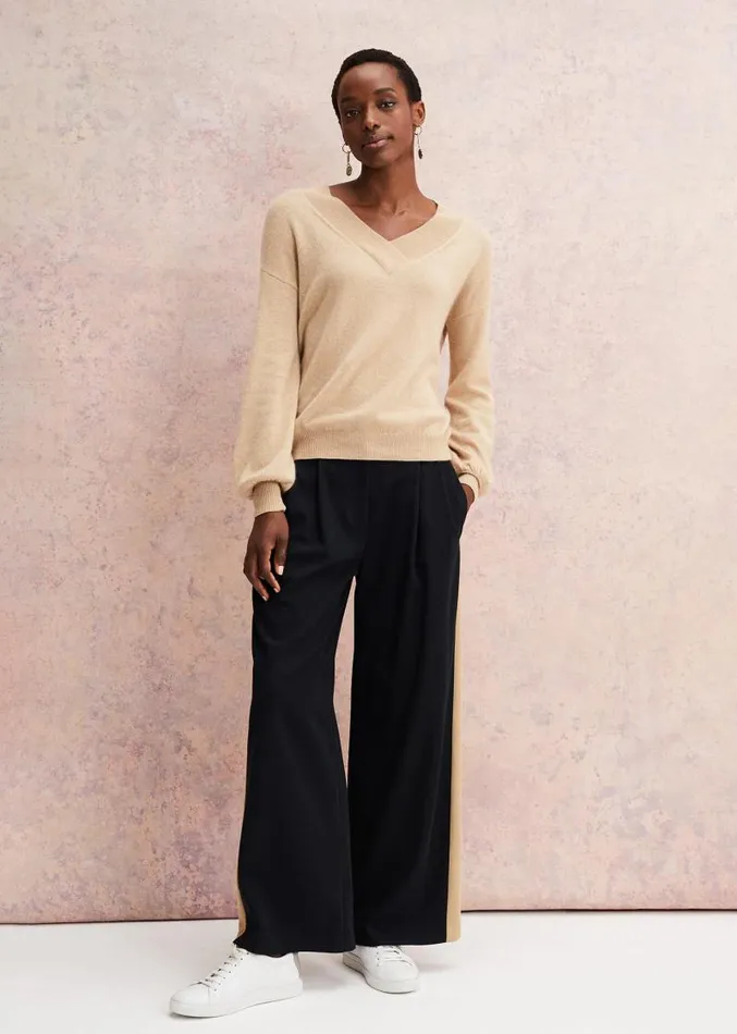 Ophelia Wool Cashmere V Neck Jumper Camel Women Phase Eight Knitwear