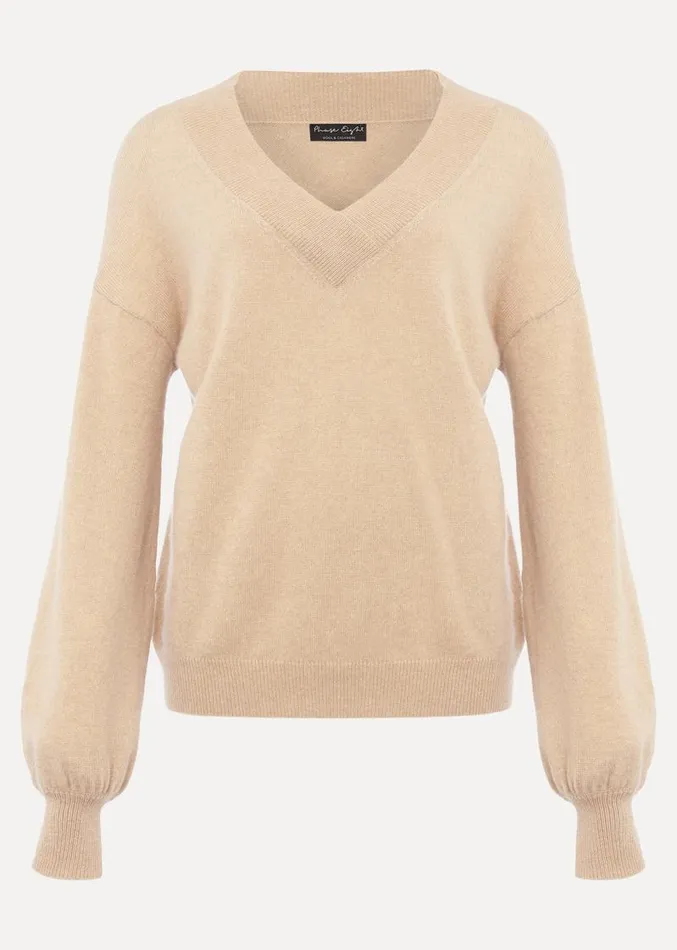 Ophelia Wool Cashmere V Neck Jumper Camel Women Phase Eight Knitwear