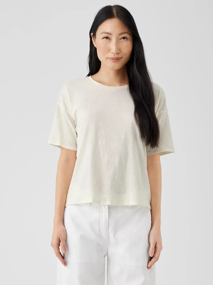 Organic Cotton Hazy Slub Tee Softwhite Women Eileen Fisher Tops and Tees
