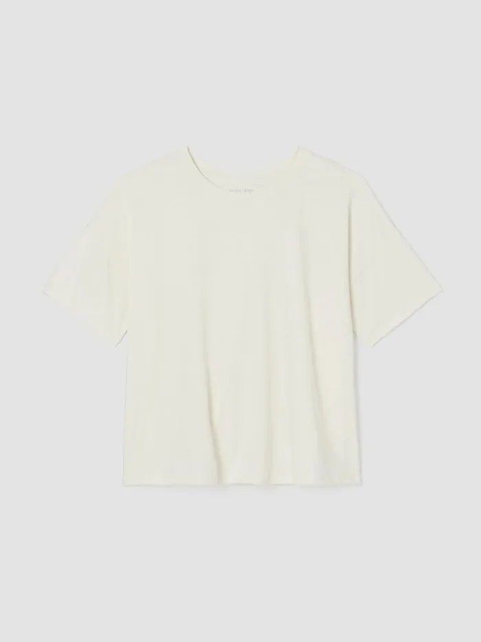 Organic Cotton Hazy Slub Tee Softwhite Women Eileen Fisher Tops and Tees