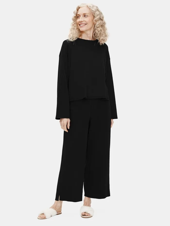 Organic Cotton Interlock Sleep BoxTop Black Women Eileen Fisher Sleepwear