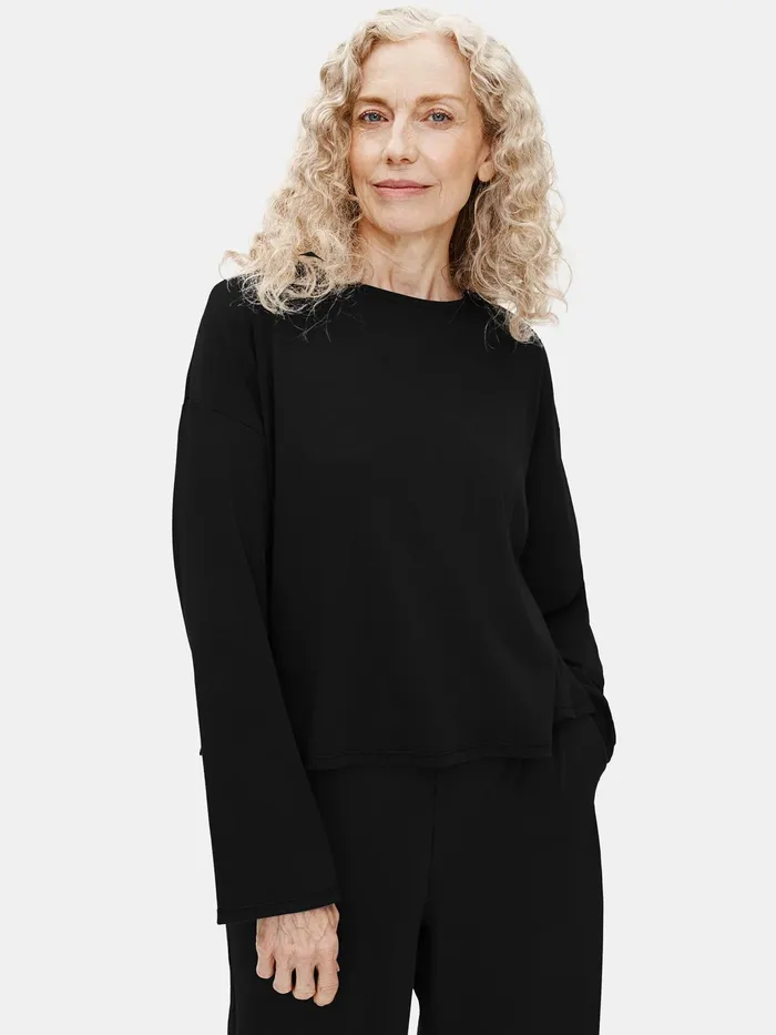 Organic Cotton Interlock Sleep BoxTop Black Women Eileen Fisher Sleepwear