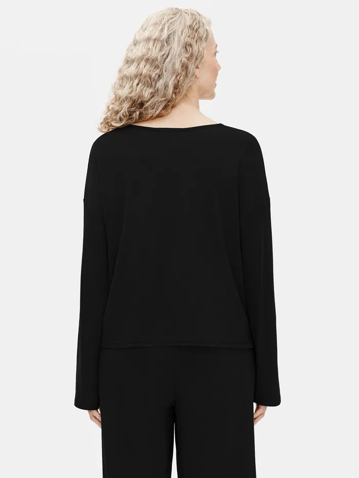 Organic Cotton Interlock Sleep BoxTop Black Women Eileen Fisher Sleepwear