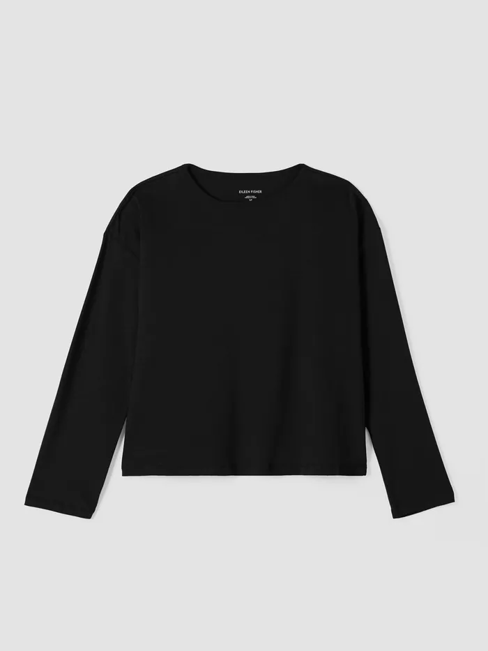 Organic Cotton Interlock Sleep BoxTop Black Women Eileen Fisher Sleepwear