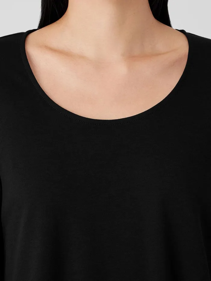 Organic Cotton Interlock UNeck Sleep Top Black Women Eileen Fisher Sleepwear