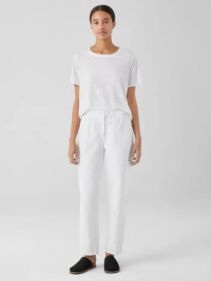 Organic Linen Jersey Crew Neck Tee White Women Eileen Fisher Petite
