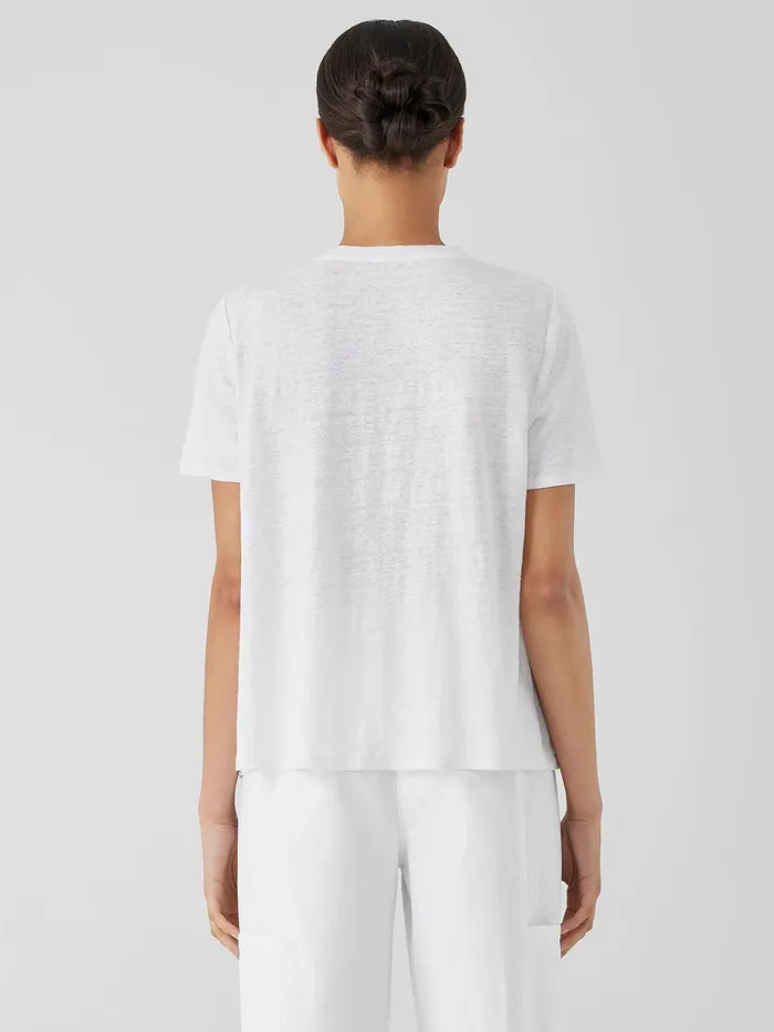 Organic Linen Jersey Crew Neck Tee White Women Eileen Fisher Petite