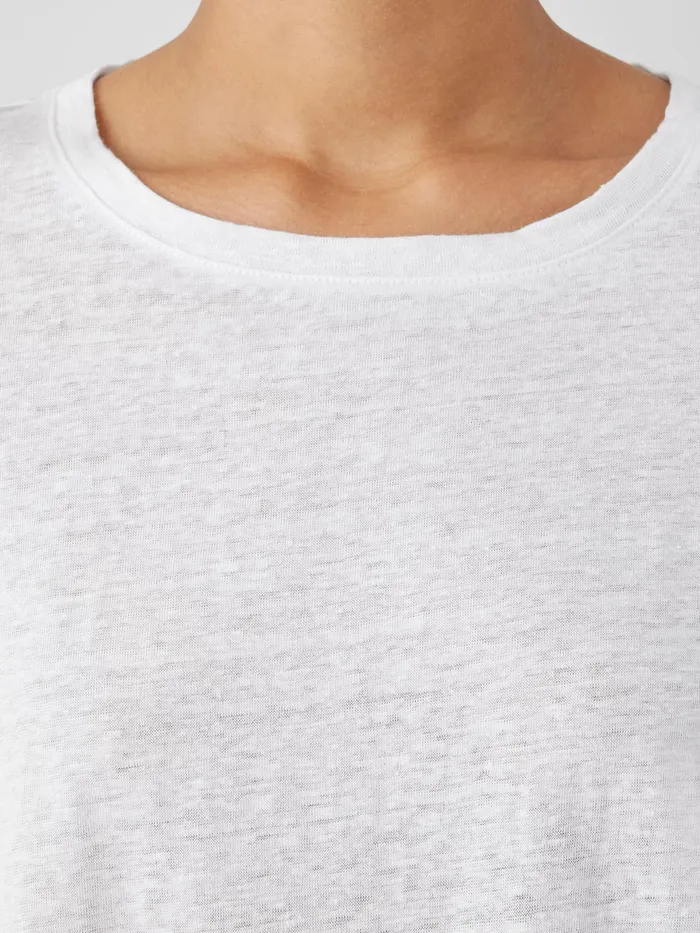 Organic Linen Jersey Crew Neck Tee White Women Eileen Fisher Petite
