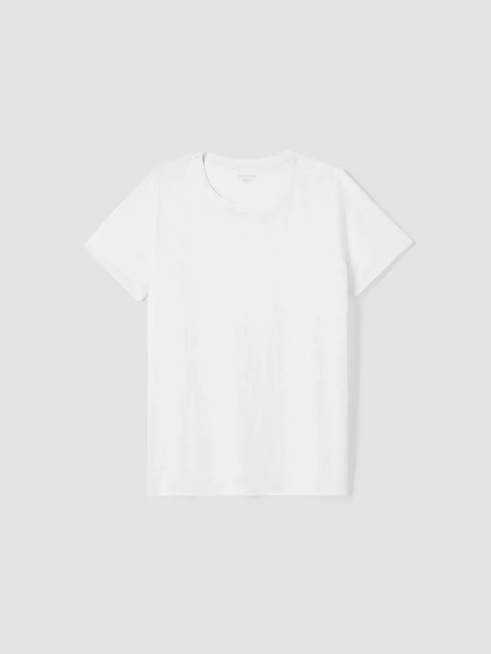 Organic Linen Jersey Crew Neck Tee White Women Eileen Fisher Petite