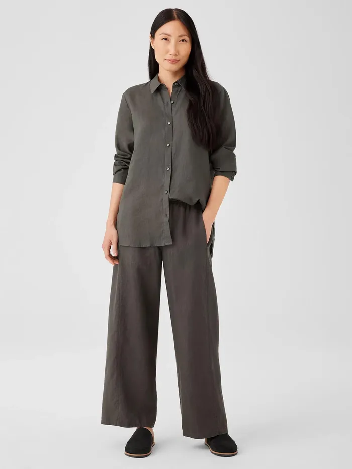 Organic Linen Wide Trouser Pant Grove Women Eileen Fisher Sweaters and Cardigans